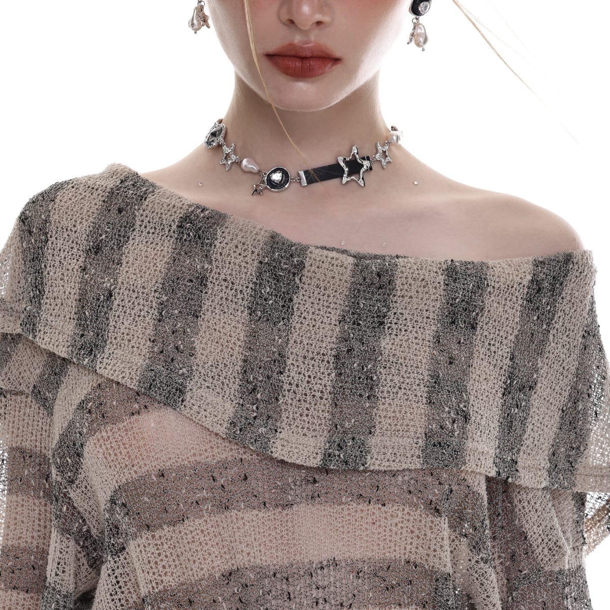 Kobine Women's Punk Irregular Star Baroque Pearl Necklace