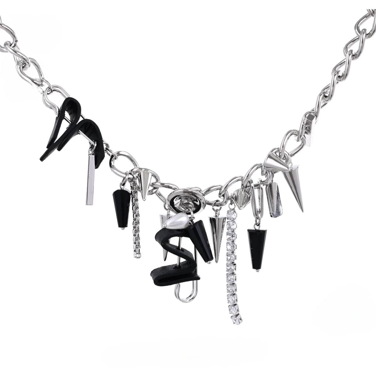 Kobine Women's Punk Irregular Zircon Studded Choker