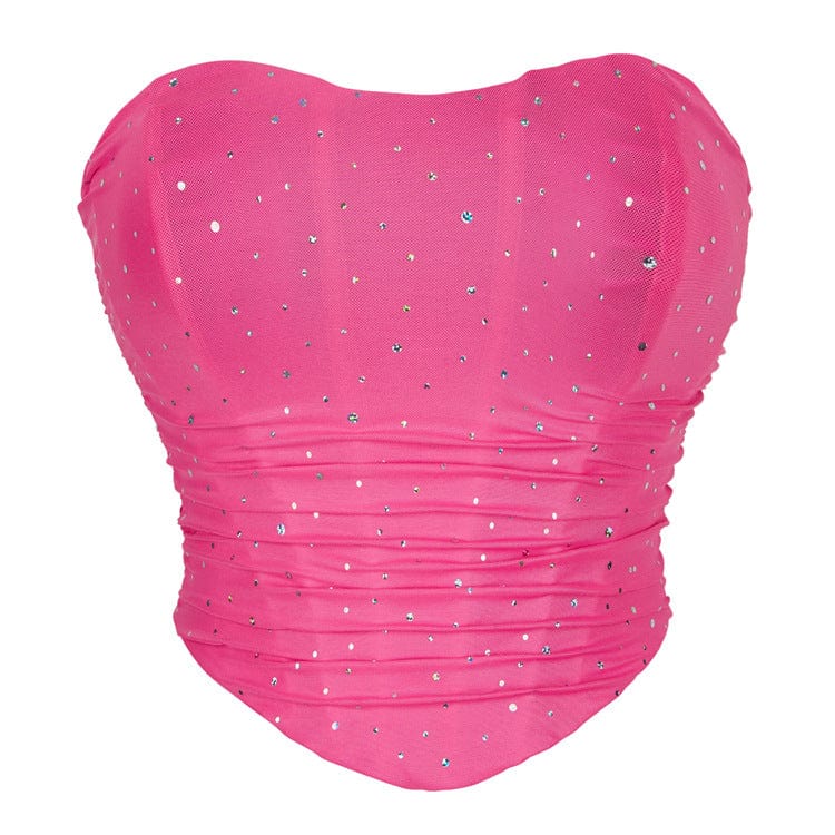 Kobine Women's Punk Sequin Mesh Overbust Corset
