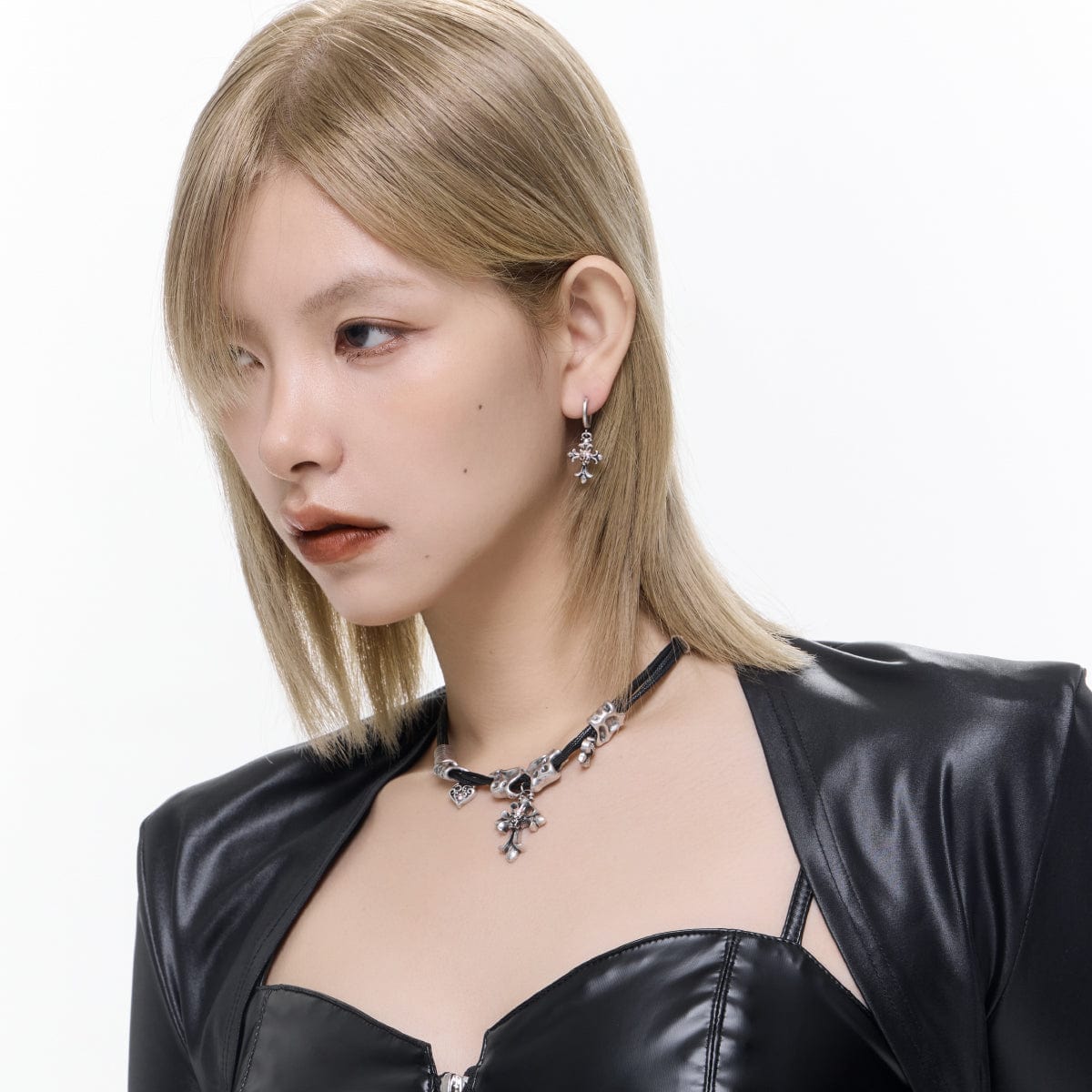 Kobine Women's Punk Skull Cross Earrings