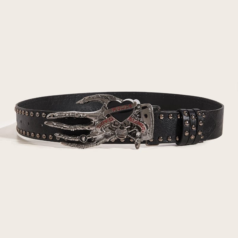 Women's Punk Skull Studded Wide Belt - Punk Design