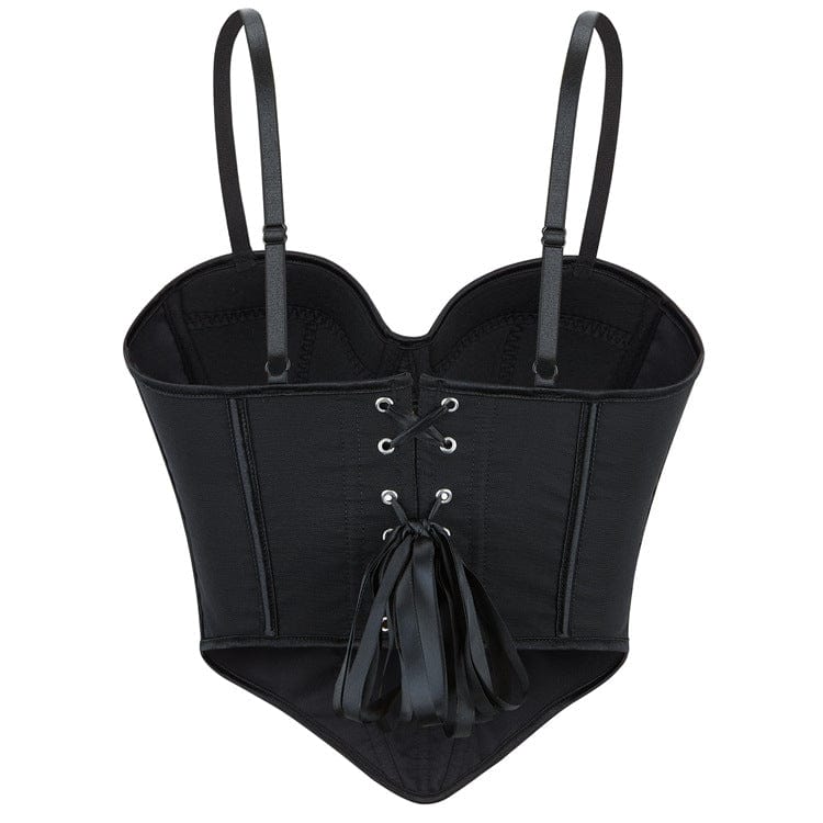 Kobine Women's Punk Solid Color Lace-up Slip Bustier