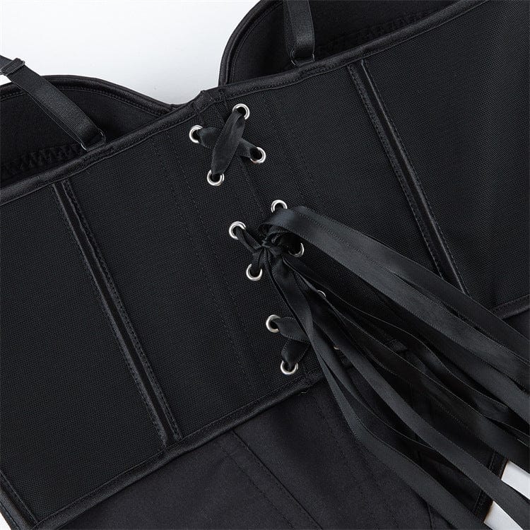 Kobine Women's Punk Solid Color Lace-up Slip Bustier