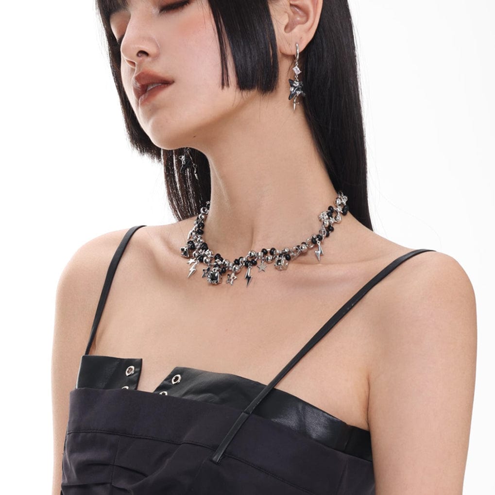Kobine Women's Punk Star Beaded Necklace