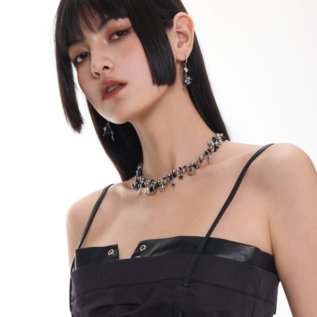 Kobine Women's Punk Star Beaded Necklace
