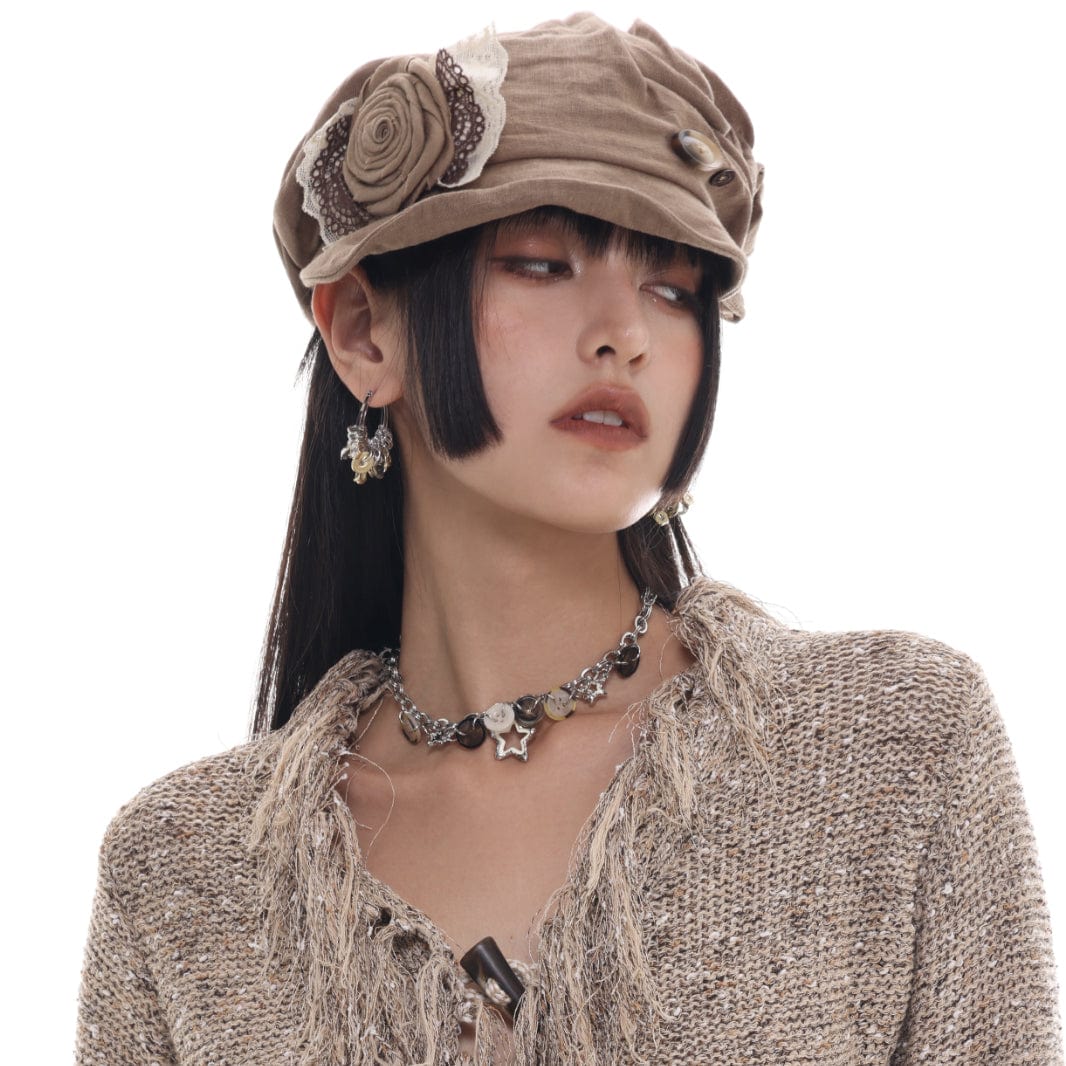 Kobine Women's Punk Star Button Necklace