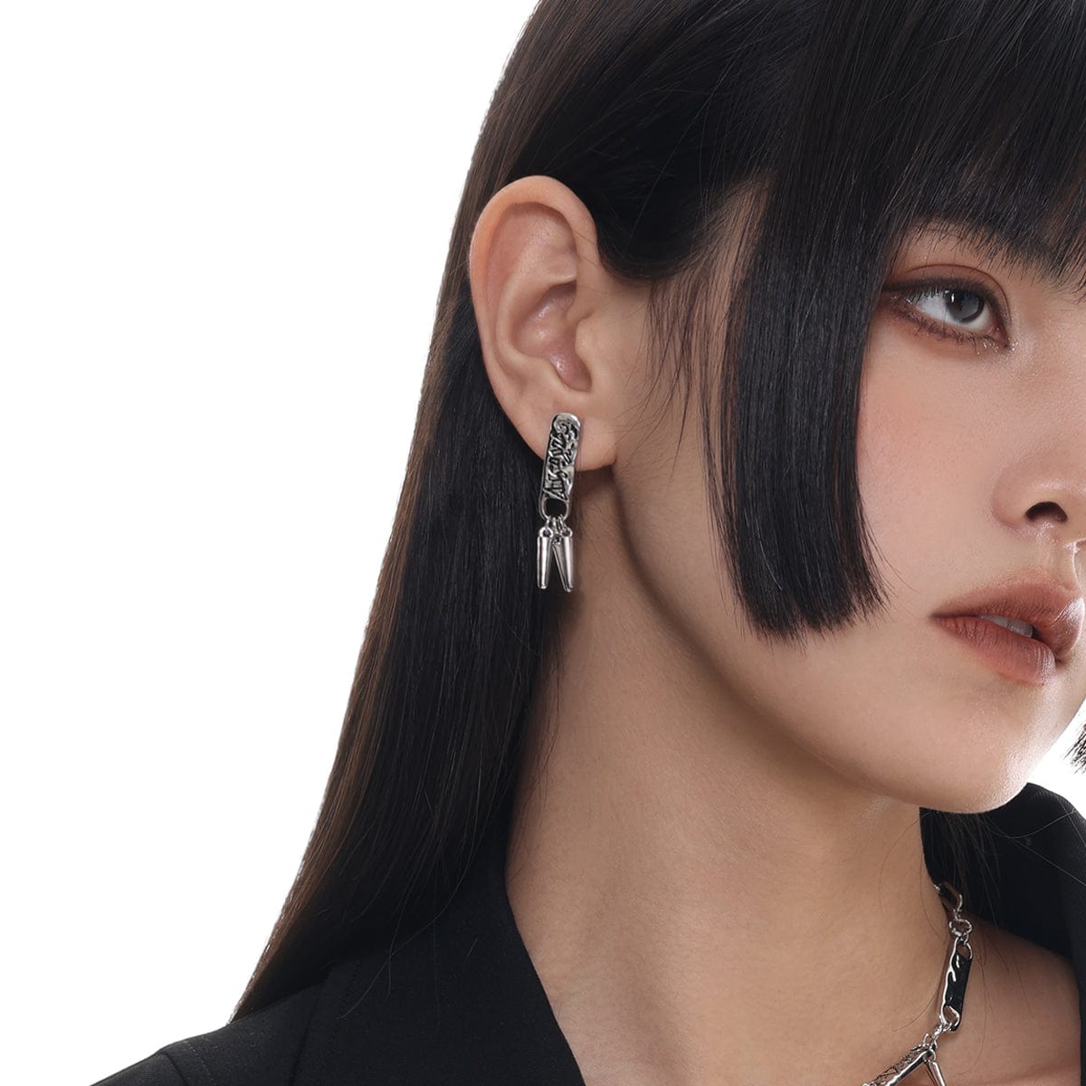 Kobine Women's Punk Studded Graffiti Earrings