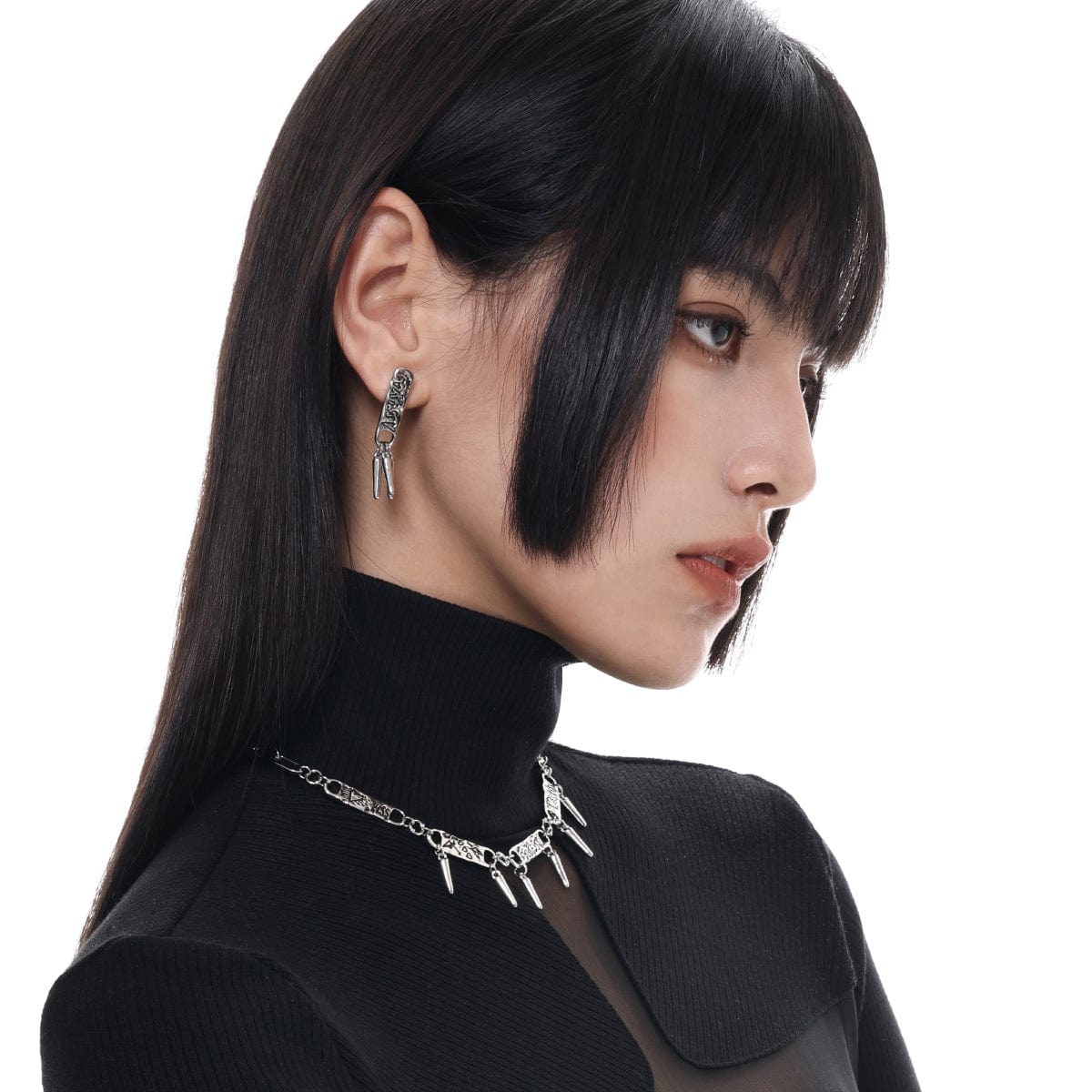 Kobine Women's Punk Studded Graffiti Earrings