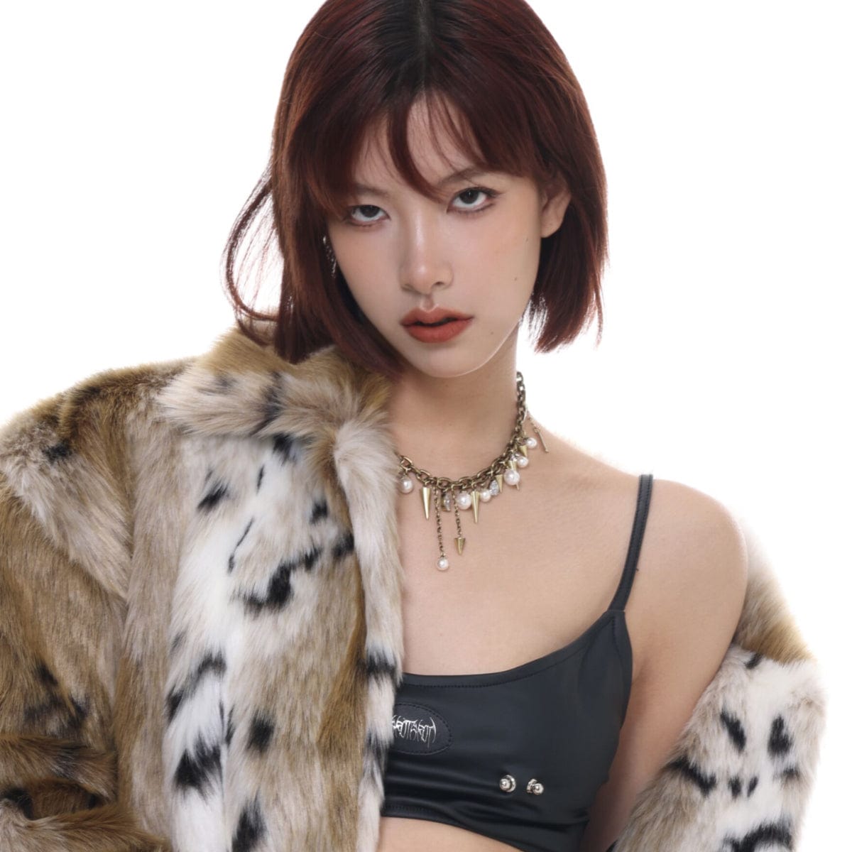 Kobine Women's Punk Studded Pearl Necklace