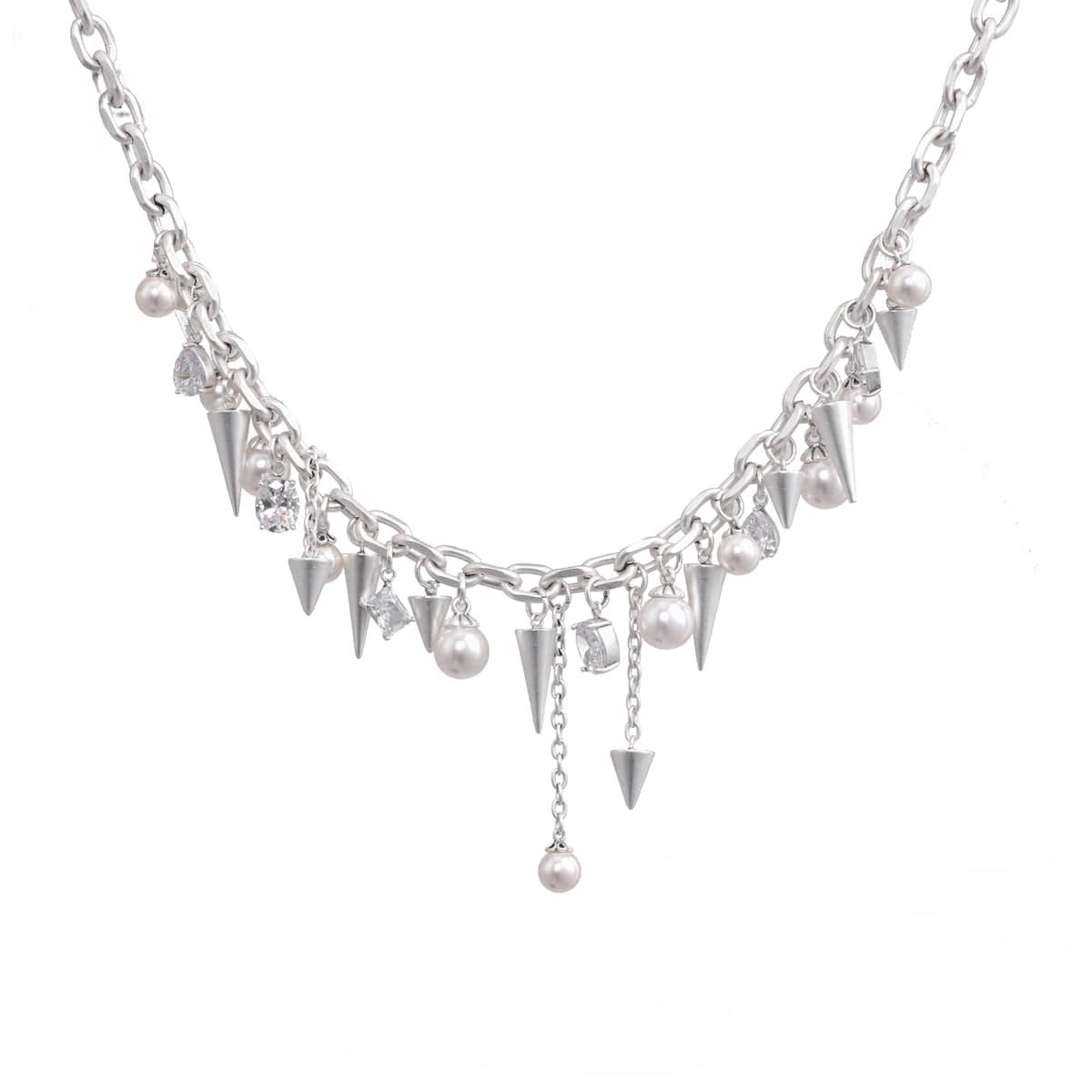 Kobine Women's Punk Studded Pearl Necklace