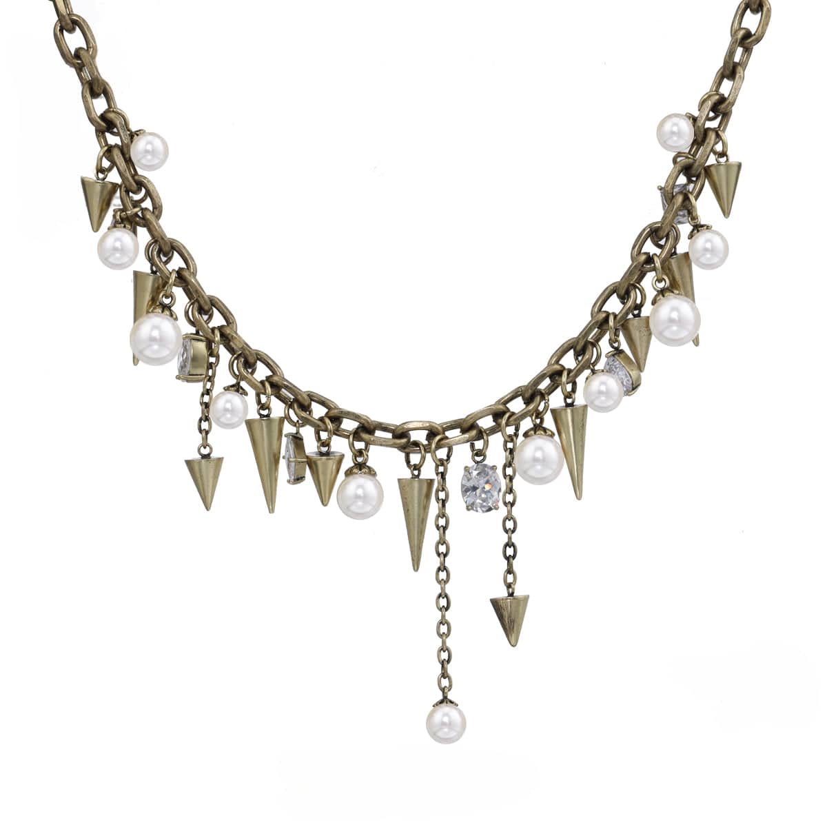 Kobine Women's Punk Studded Pearl Necklace