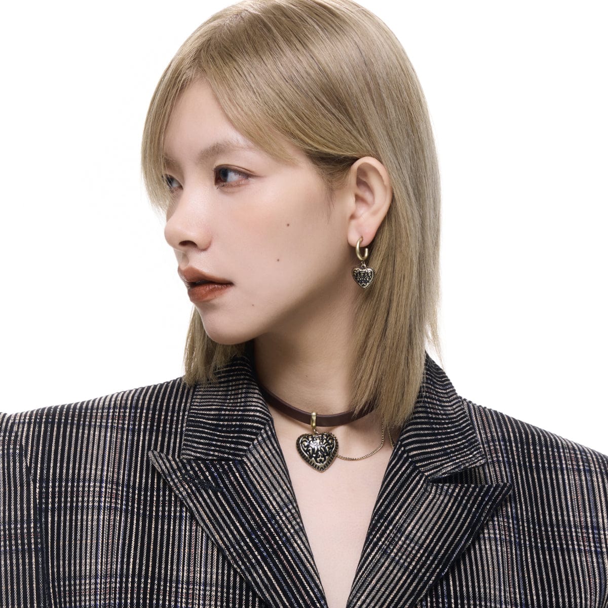 Kobine Women's Punk Tassel Heart Choker