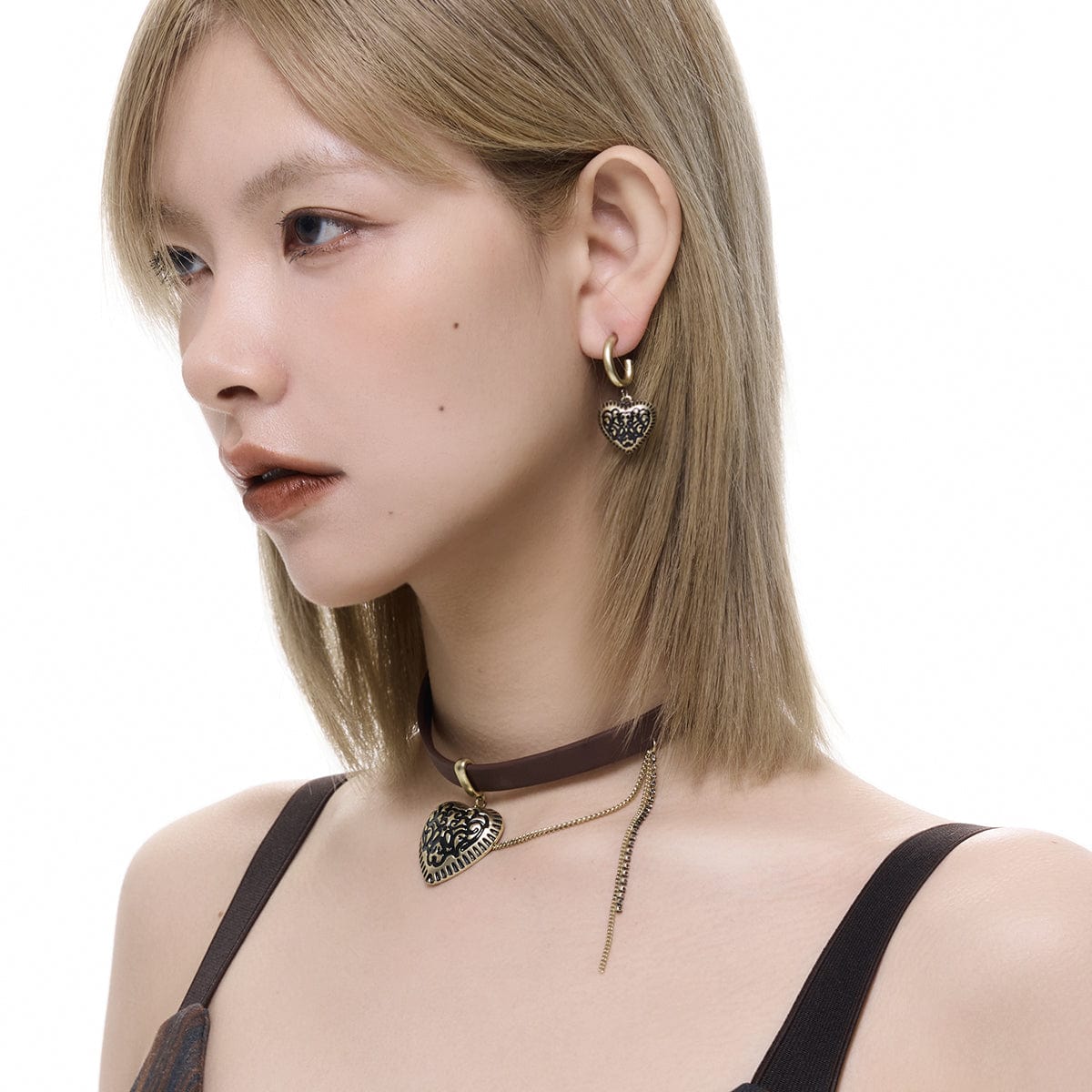 Kobine Women's Punk Tassel Heart Choker