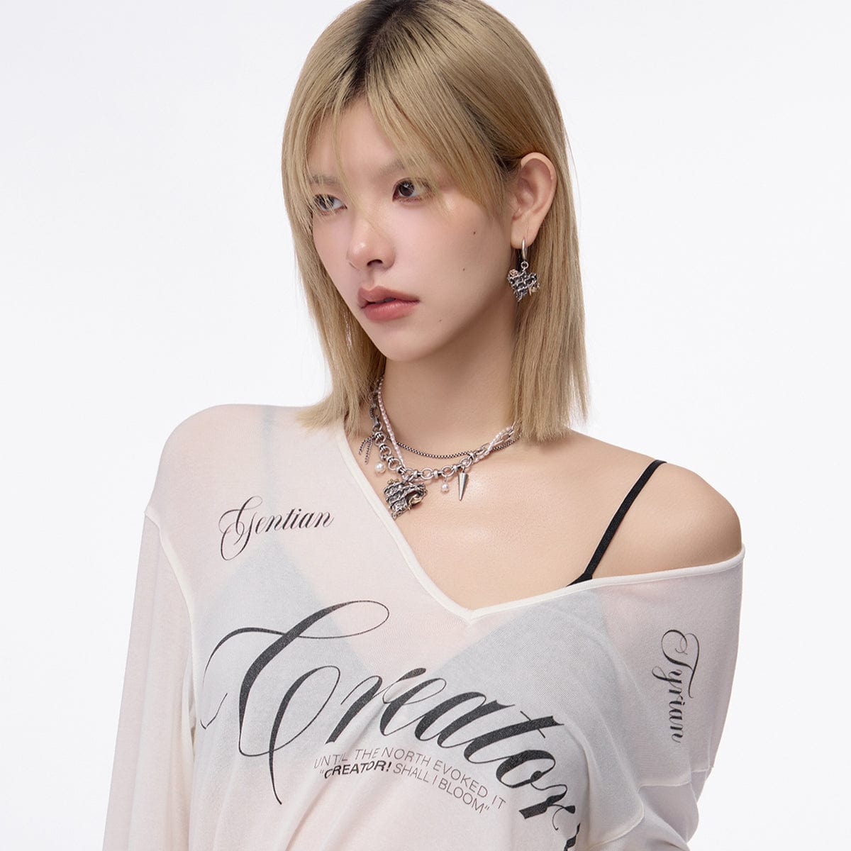 Kobine Women's Rockabilly Thorn Rose Heart Layered Choker