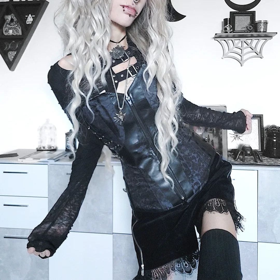 Kobine Women's Steampunk Faux Leather Overbust Corsets