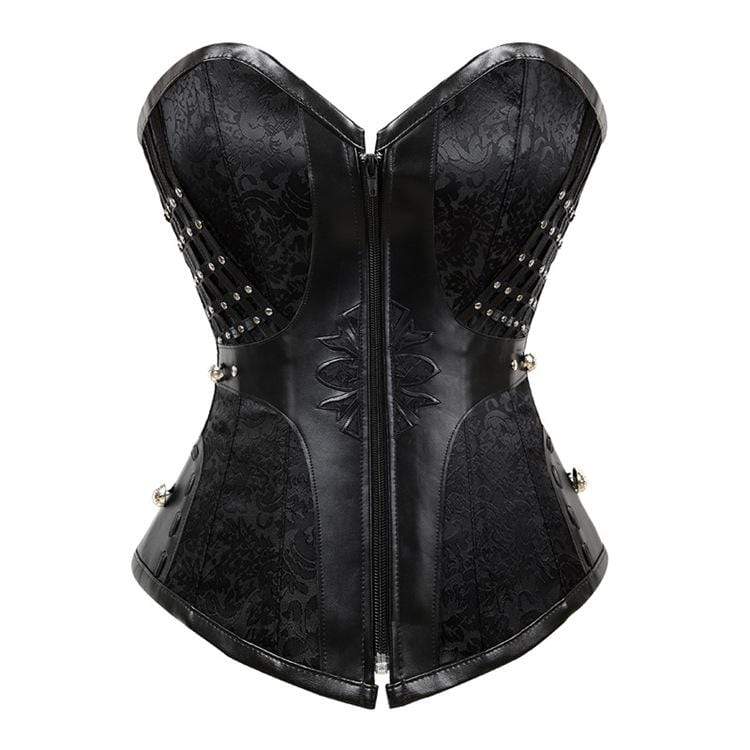 Kobine Women's Steampunk Faux Leather Overbust Corsets