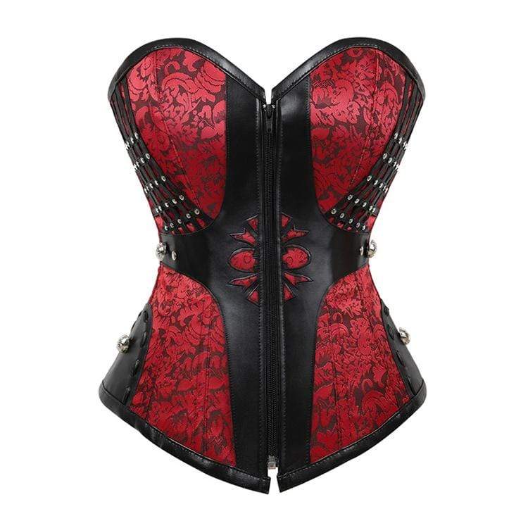 Kobine Women's Steampunk Faux Leather Overbust Corsets
