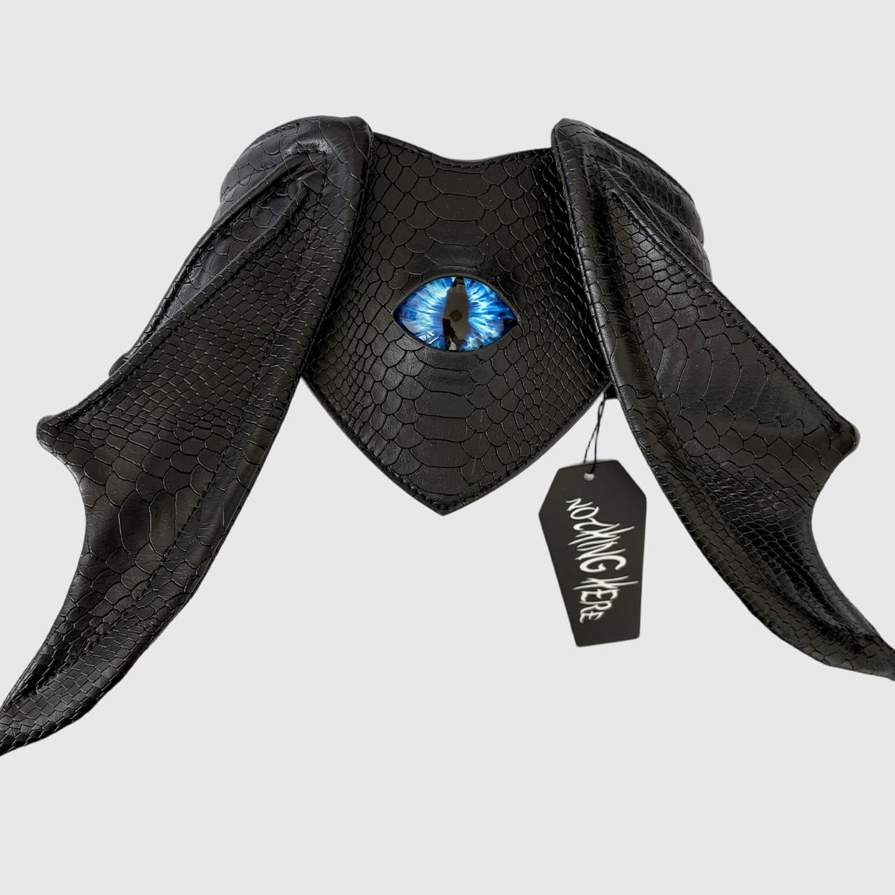 Nothing Here Women's Gothic Blue Devil Eye Bat Wing Heart Bag Black