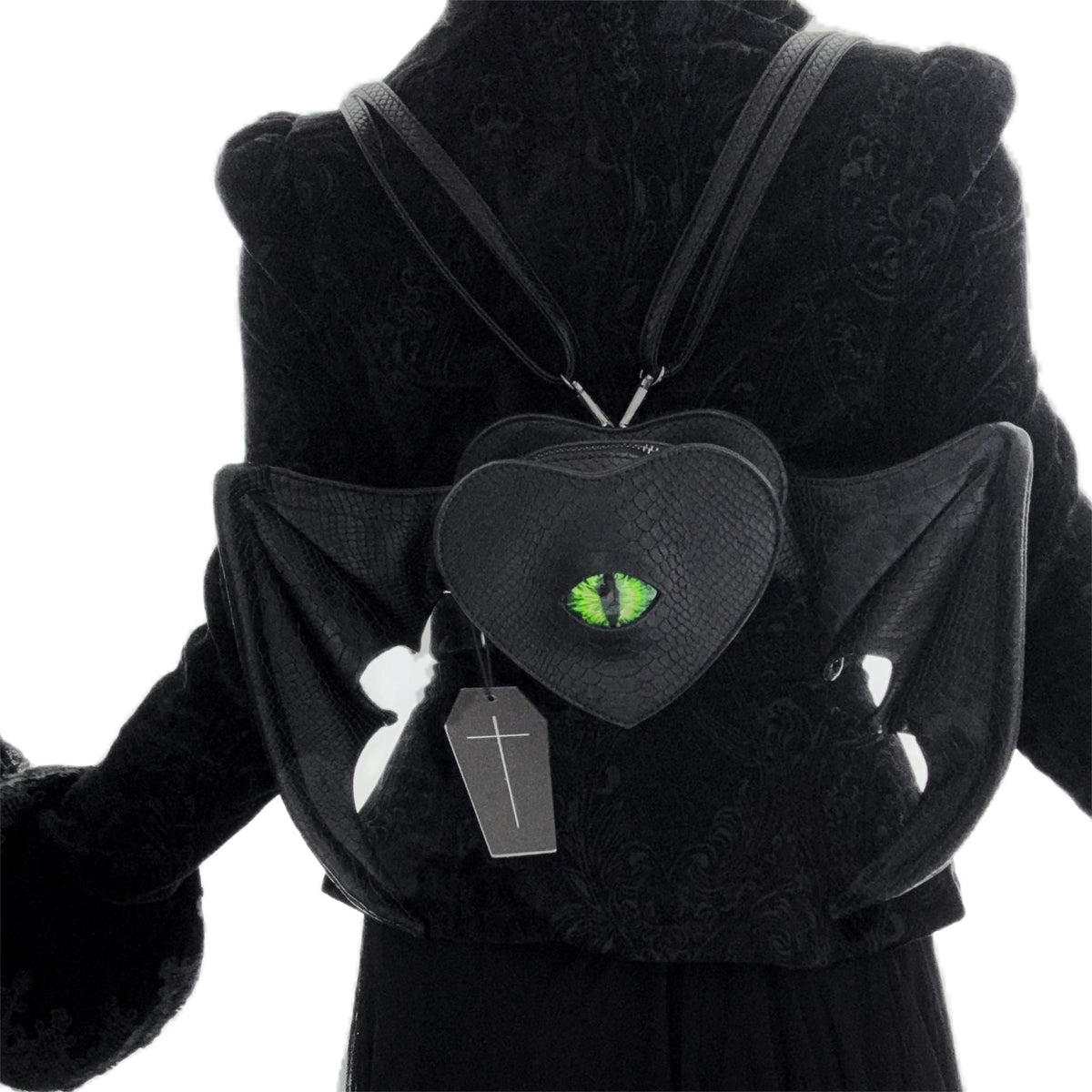 GOTHIC Black Leather Bat Heart Wings Backpack Punk Lace Purse Shoulder Bag NWT Amazon.com | NEEVAS Fashion Girl Gothic Black Bat Heart  main image 2