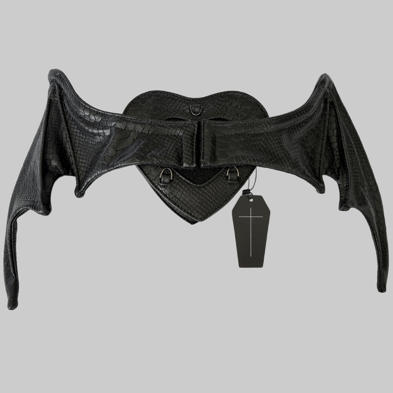 Nothing Here Women's Gothic Green Devil Eye Bat Wing Heart Bag Black