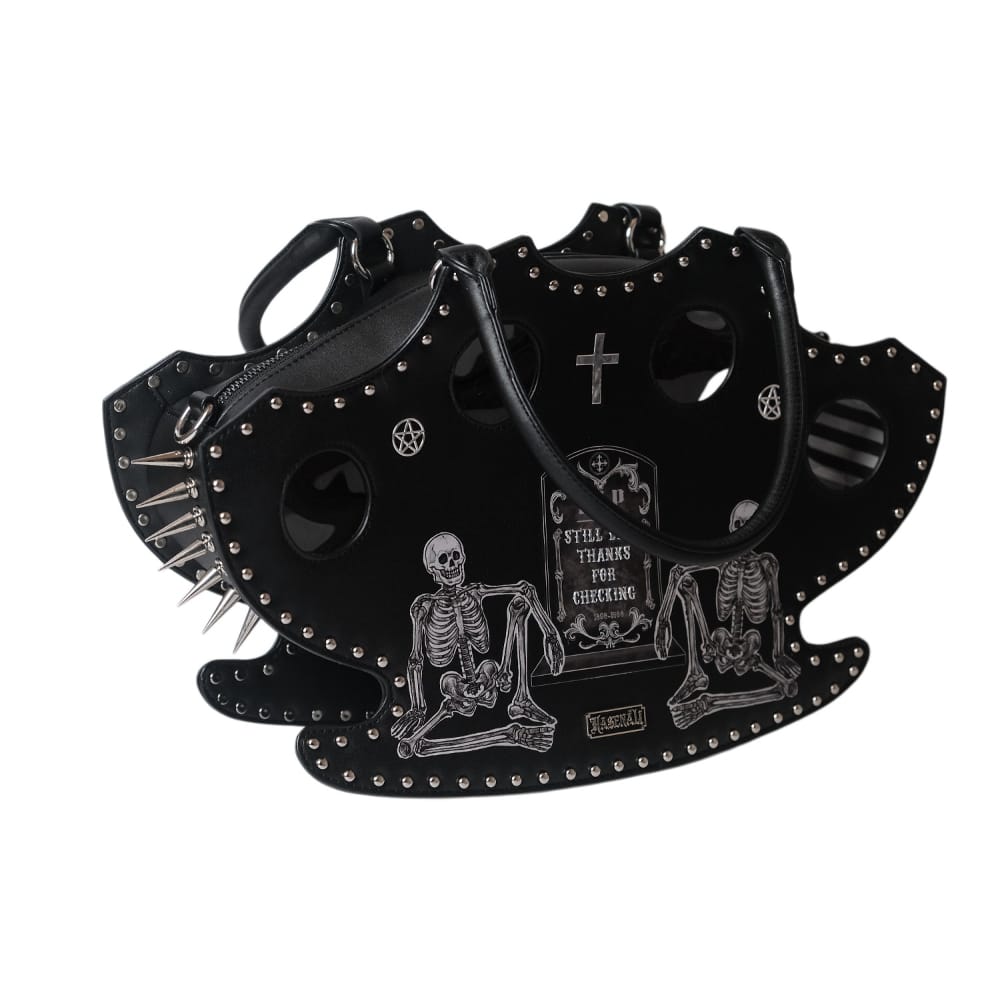 Nothing Here Women's Gothic Skull Rivets Tombstone Handbag