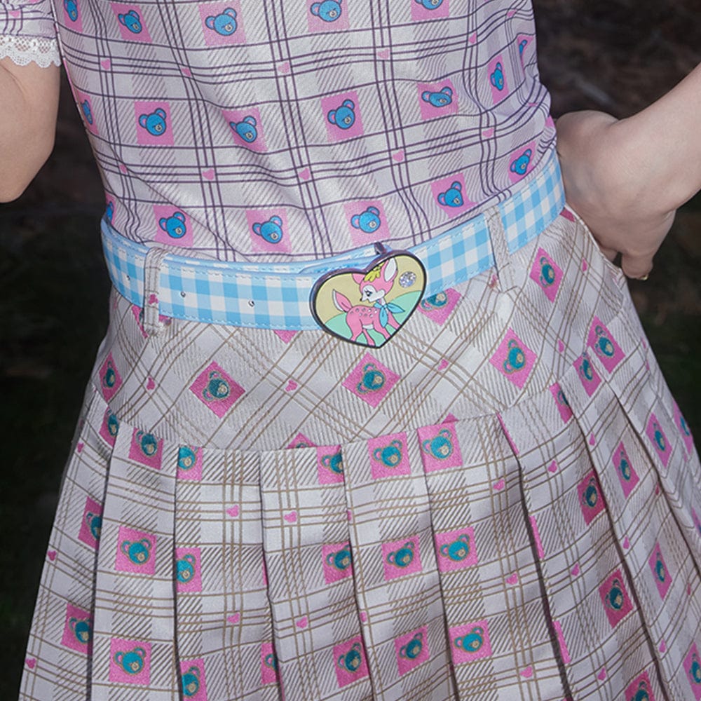 Pink Kawaii Women's Pink Kawaii Deer Printed Plaid Waist Belt