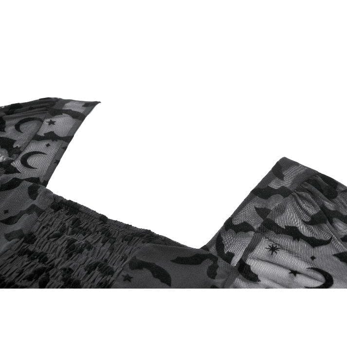 Punk Design Women's Gothic Bat Star Moon Printed Irregular Hem Dress