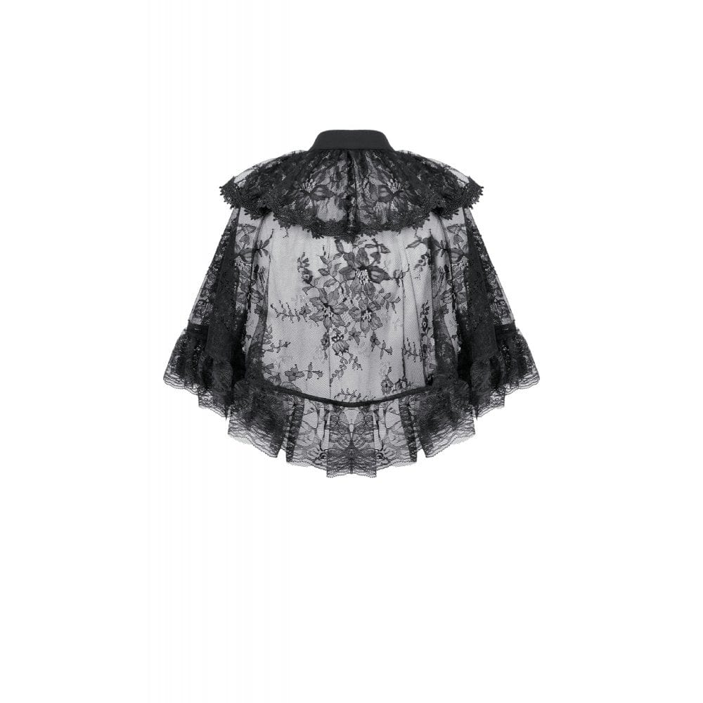 Punk Design Women's Gothic Bouble-breasted Floral Lace Cape