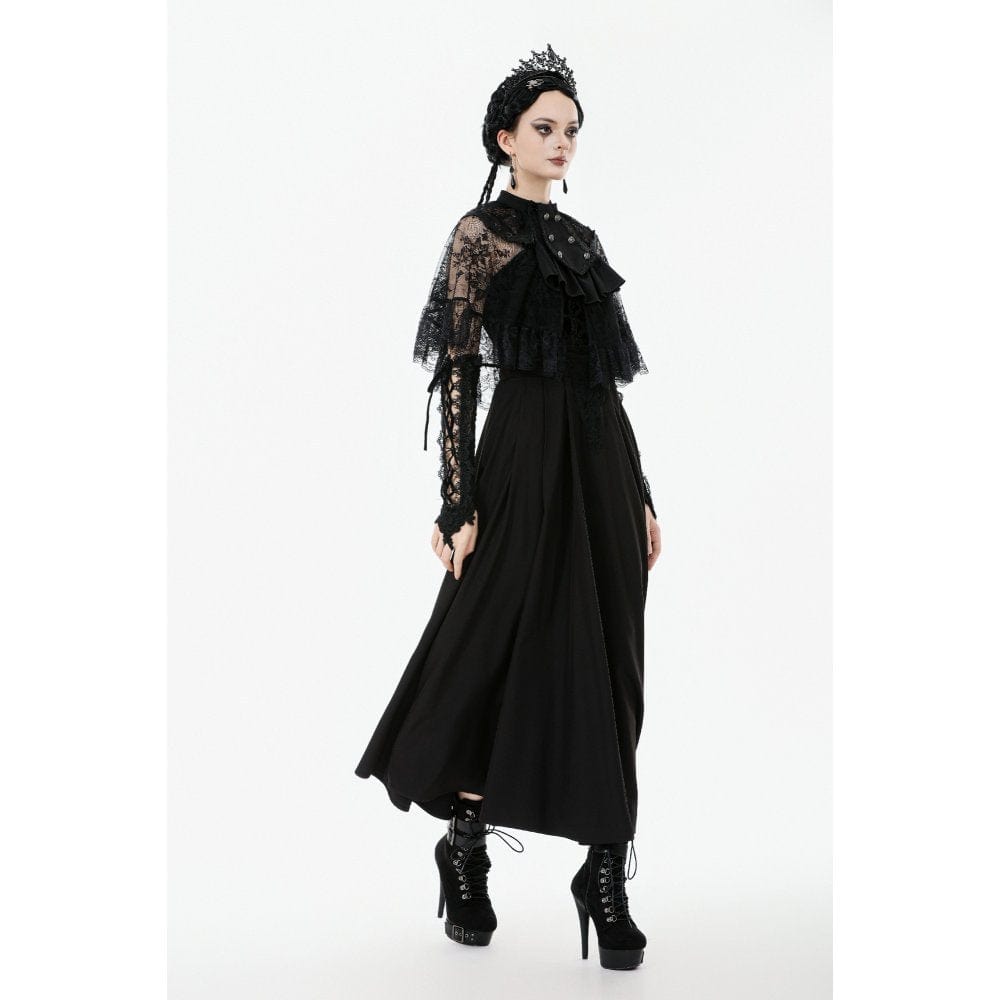 Punk Design Women's Gothic Bouble-breasted Floral Lace Cape