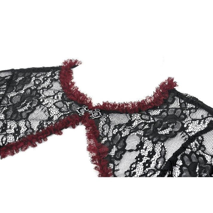 Punk Design Women's Gothic Contrast Color Floral Lace Cape