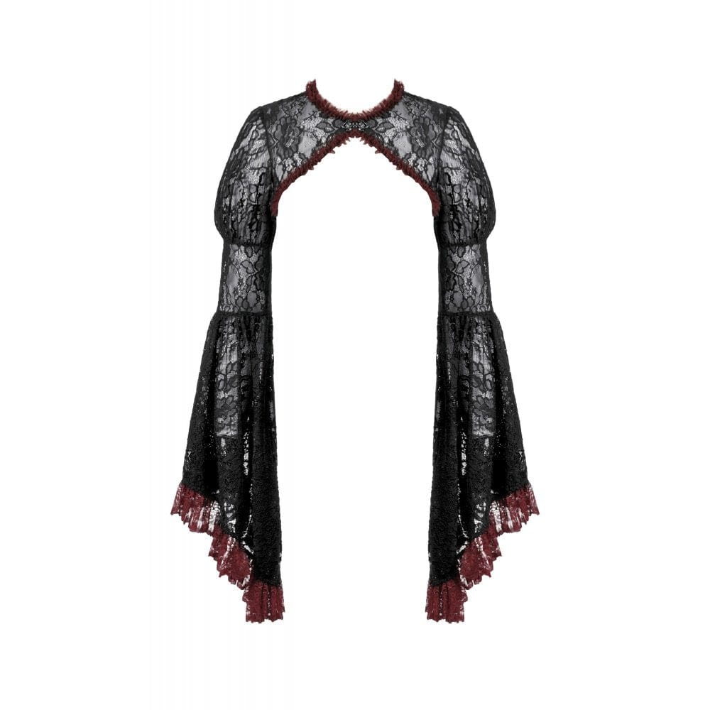 Punk Design Women's Gothic Contrast Color Floral Lace Cape
