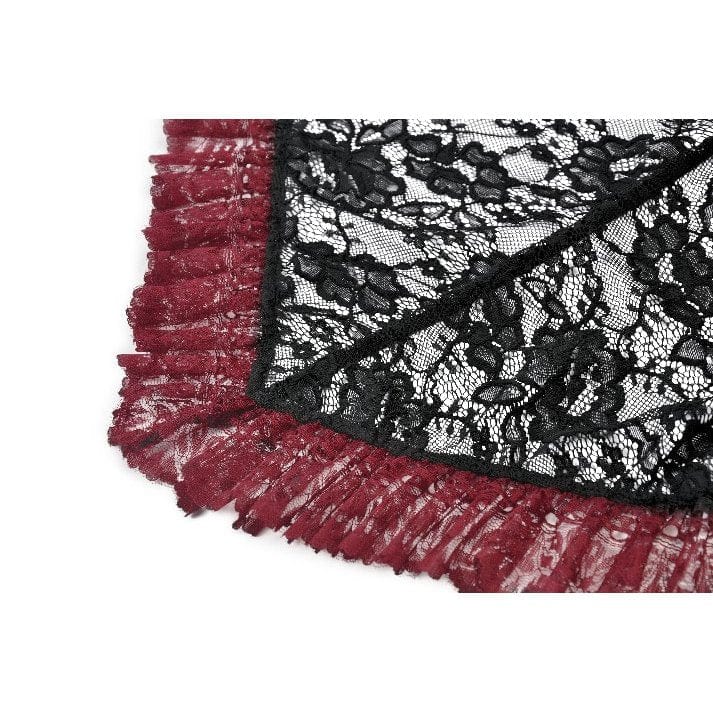 Punk Design Women's Gothic Contrast Color Floral Lace Cape