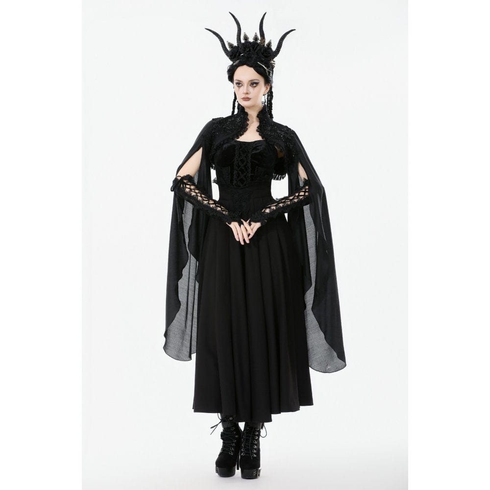 Punk Design Women's Gothic Embroidered Stand Collar Cape