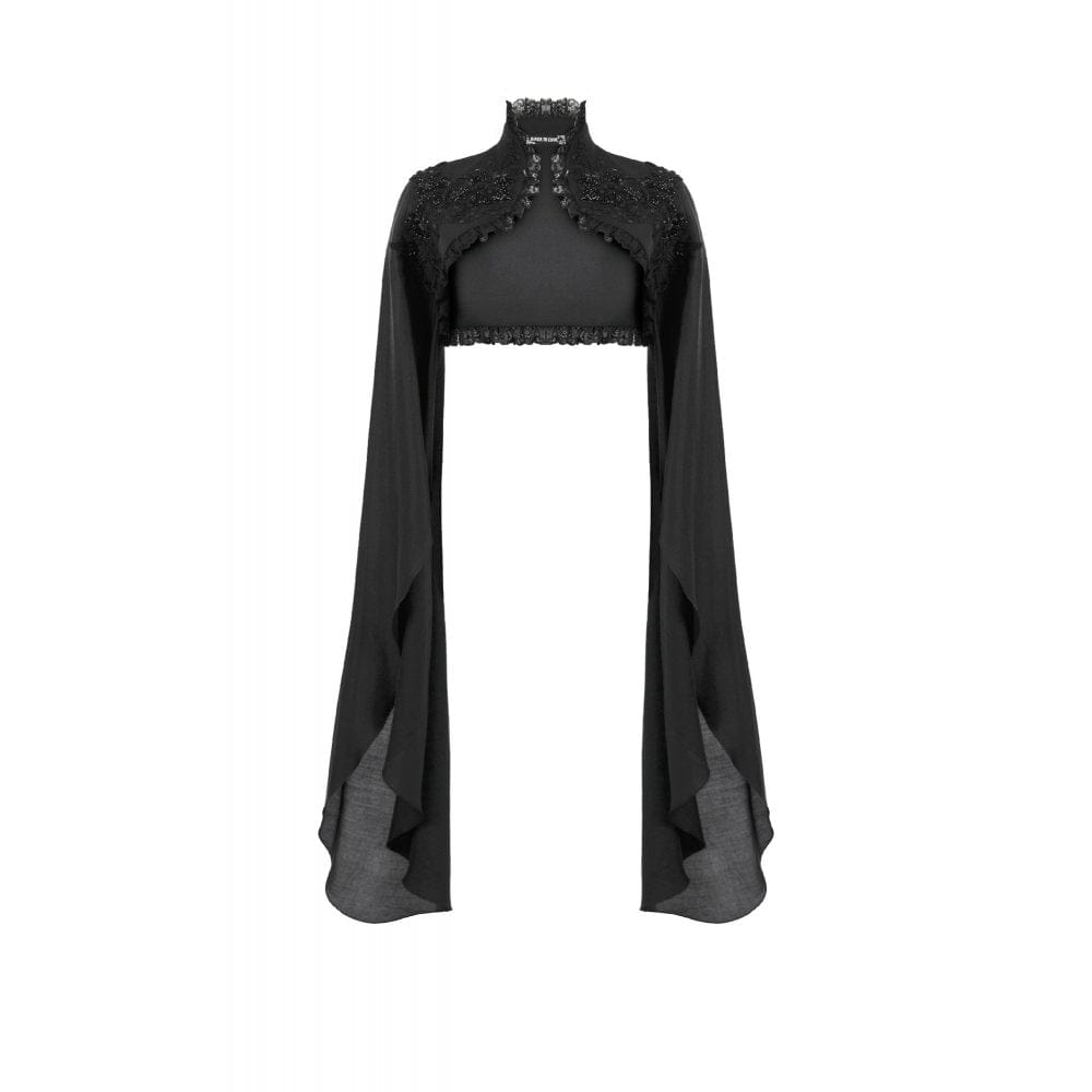 Punk Design Women's Gothic Embroidered Stand Collar Cape