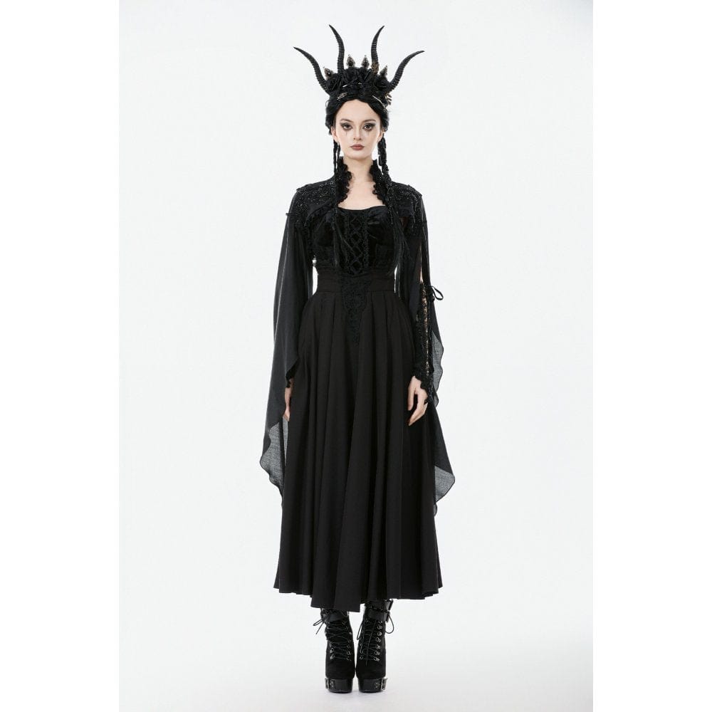 Punk Design Women's Gothic Embroidered Stand Collar Cape