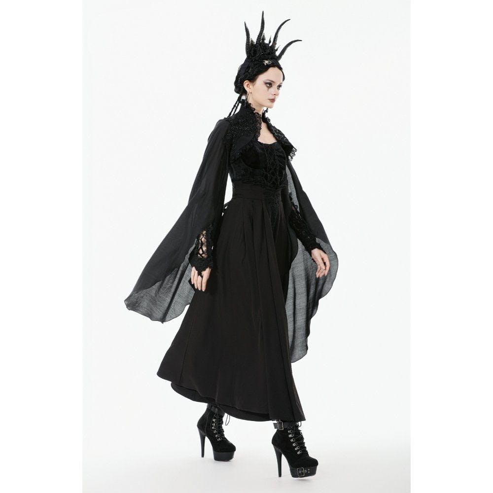 Punk Design Women's Gothic Embroidered Stand Collar Cape