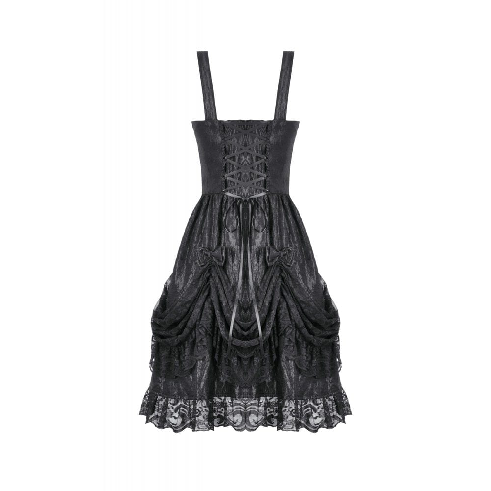 Punk Design Women's Gothic Lace-up Bowknot Ruched Slip Dress