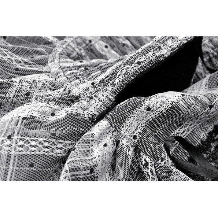 Punk Design Women's Gothic Layered Hem Lace-up High-Waist Skirt