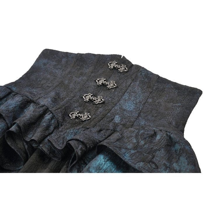 Punk Design Women's Gothic Layered Irregular Hem Buckle Skirt