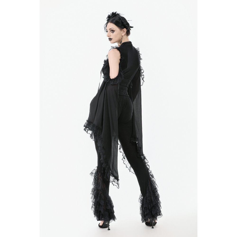 Punk Design Women's Gothic Multilayer Lace Splice Flared Pants