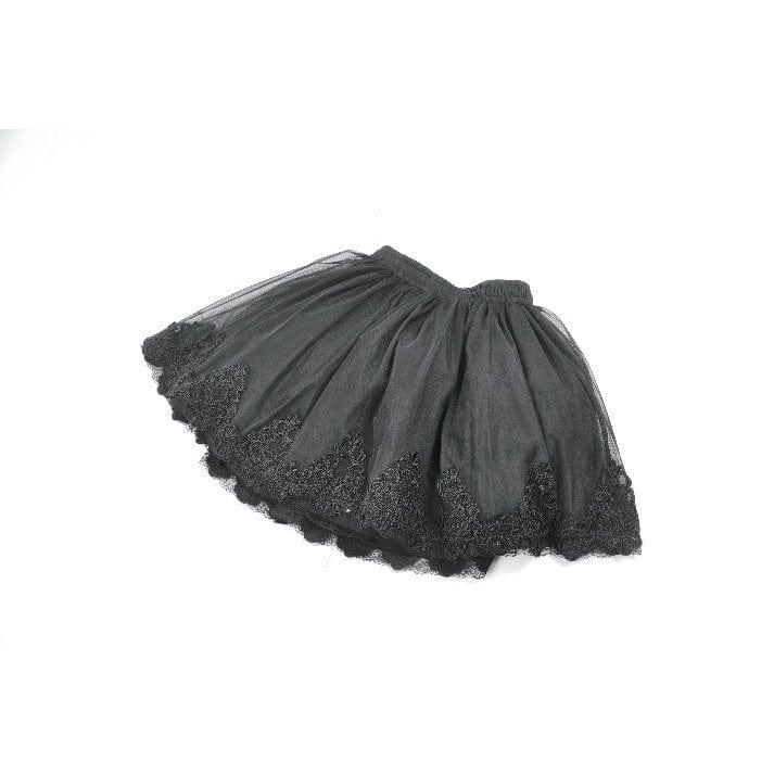 Punk Design Women's Gothic Rose Embroidered Mesh SKirt