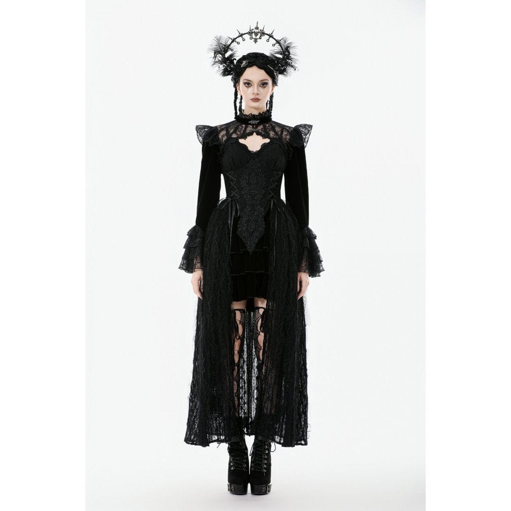 Punk Design Women's Gothic Stand Collar Flared Sleeved Cape