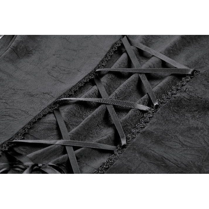 Punk Design Women's Gothic Stand Collar Ruffled Mesh Flared Sleeved Dress