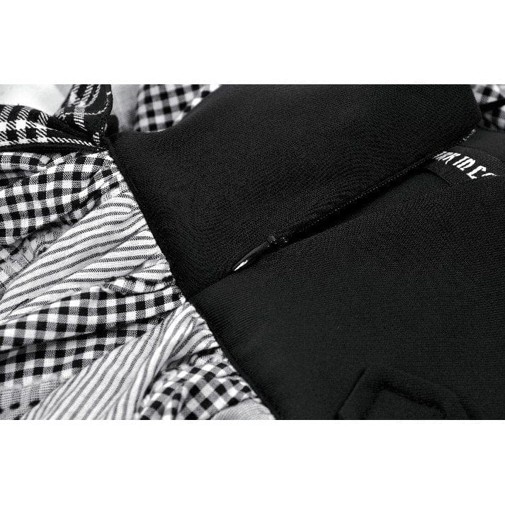 Punk Design Women's Grunge Buckle Strap Irregular Plaid Patchwork Skirt