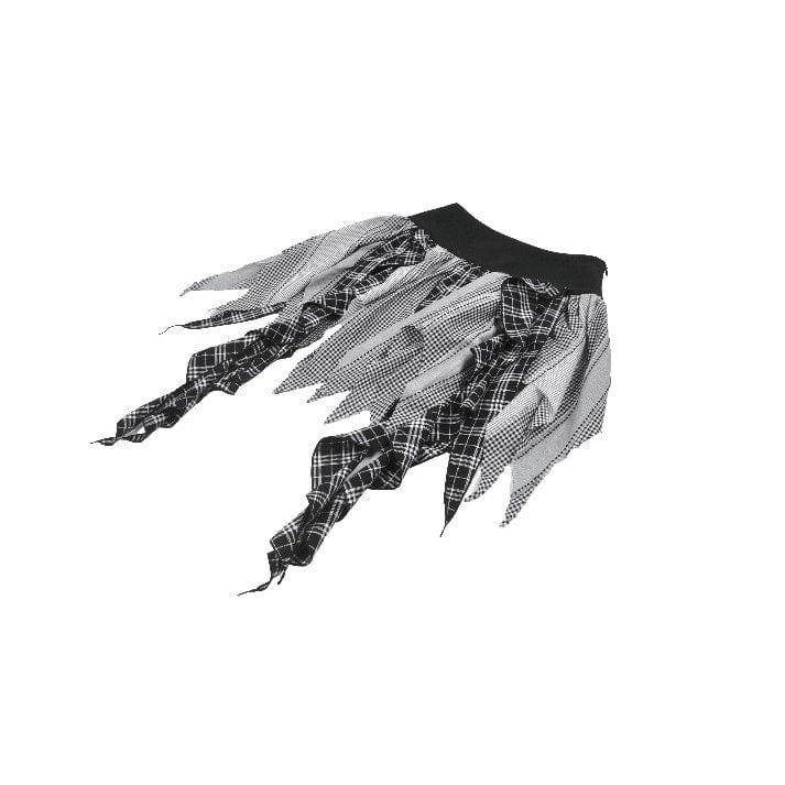 Punk Design Women's Grunge Buckle Strap Irregular Plaid Patchwork Skirt