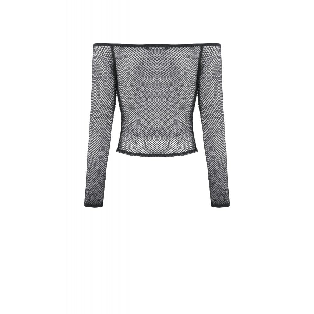 Punk Design Women's Punk Off-Shoulder Mesh Top