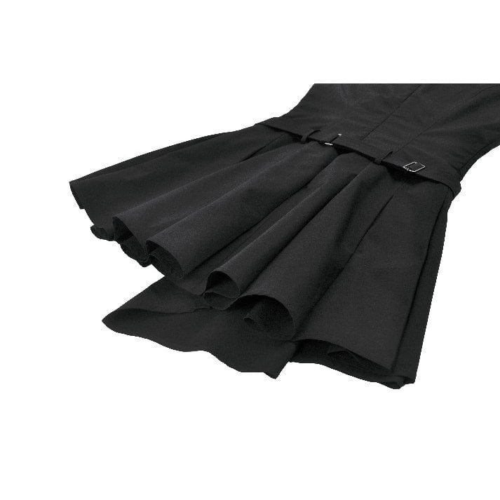 Punk Design Women's Punk Studded Asymmetrical Pleated Dress