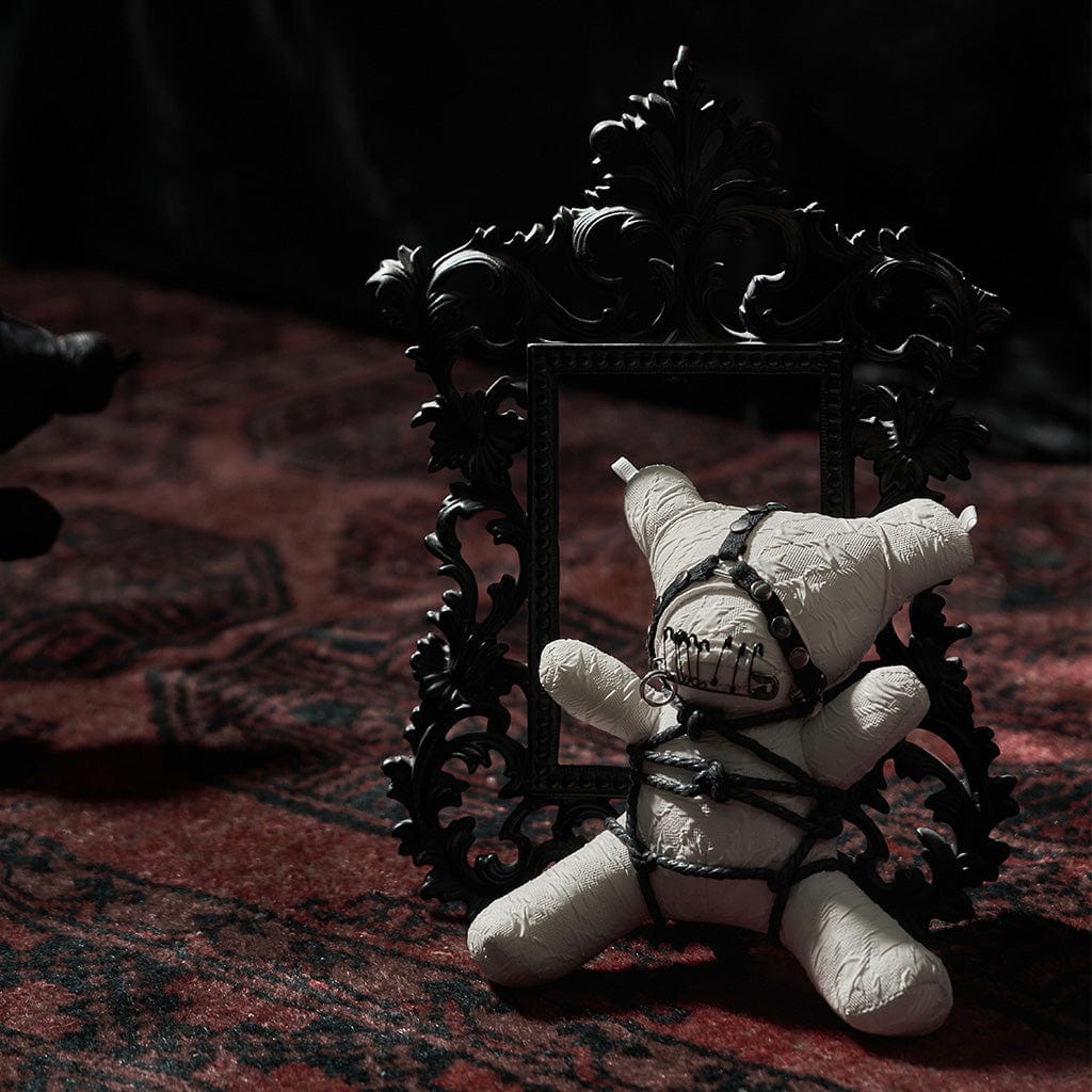 PUNK RAVE Gothic Black Bear Doll Keychain Home Decoration