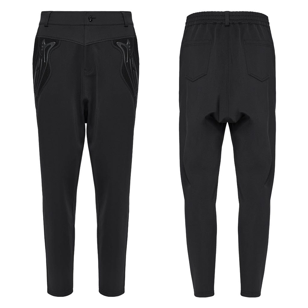 PUNK RAVE Men's Cyberpunk Patch Studs Pants