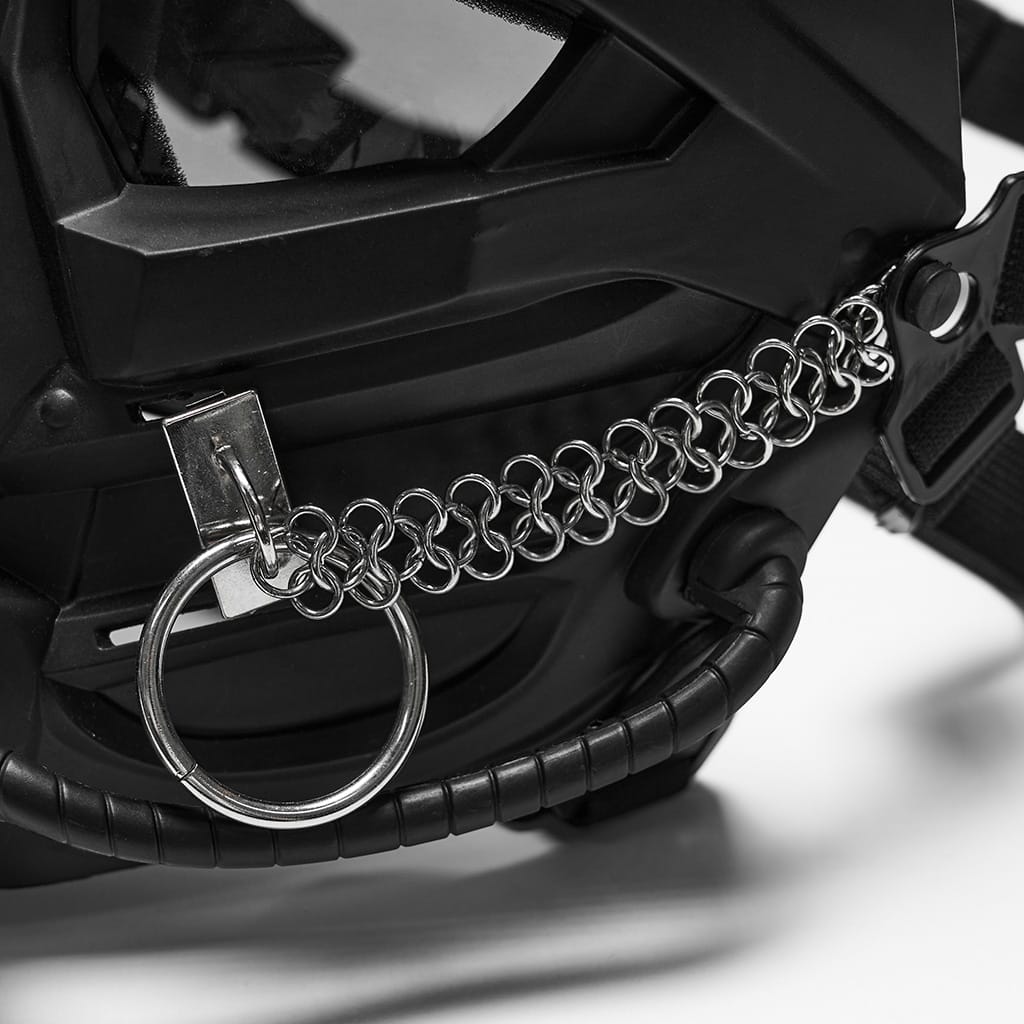 PUNK RAVE Men's Cyberpunk Spiked Chain Ring Mask